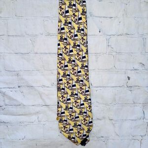 NWOT Men’s Handmade Rivetz Of Boston Yellow Nautical Sailboat Themed Necktie